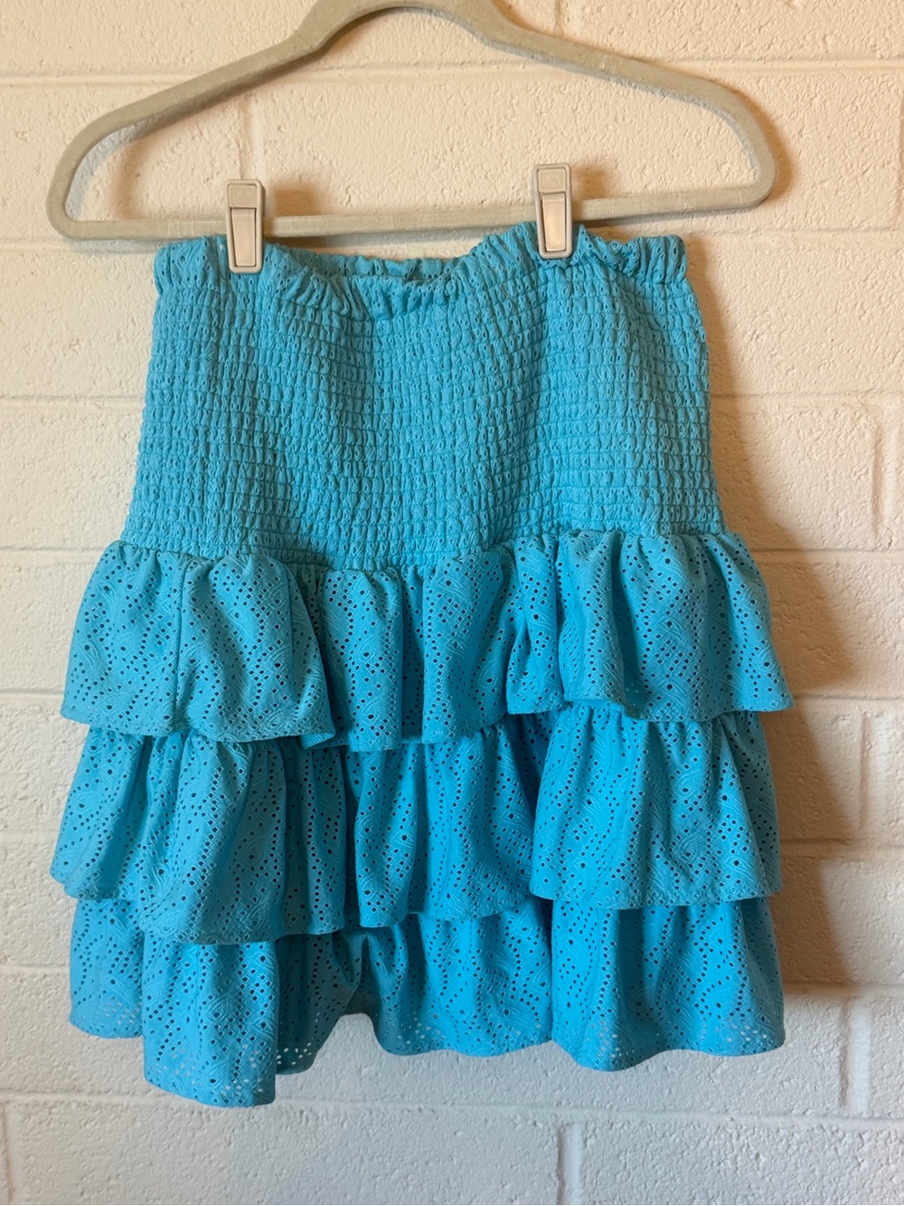 MICHAEL Michael Kors Turquoise Tiered Eyelet Mini Skirt